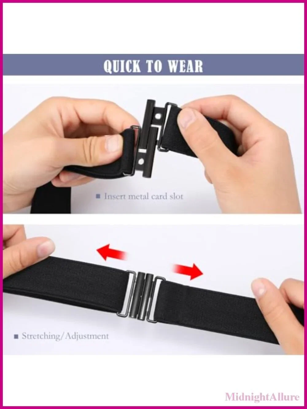 No Show Invisible Elastic Stretch Belt Adjustable Flat Buckle for Jeans Pants